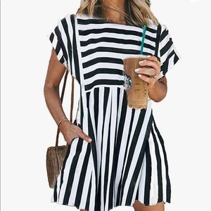 Black and white striped dress